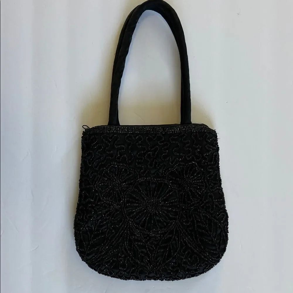 Vintage Y2K Black Beaded evening party Bag made in India